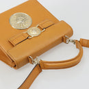 Gianni Versace Shoulder Bag Leather 2way Brown Gold Auth BA12090A-6