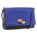 BVLGARI Isabella Rossellini Shoulder Bag Leather Blue Gold Auth BA12091A-1