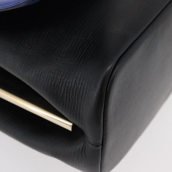 BVLGARI Isabella Rossellini Shoulder Bag Leather Blue Gold Auth BA12091A