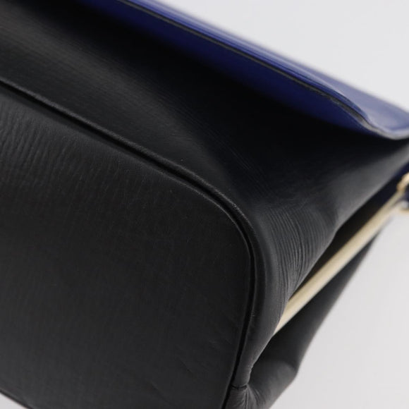 BVLGARI Isabella Rossellini Shoulder Bag Leather Blue Gold Auth BA12091A