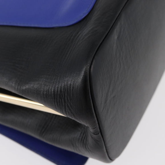 BVLGARI Isabella Rossellini Shoulder Bag Leather Blue Gold Auth BA12091A