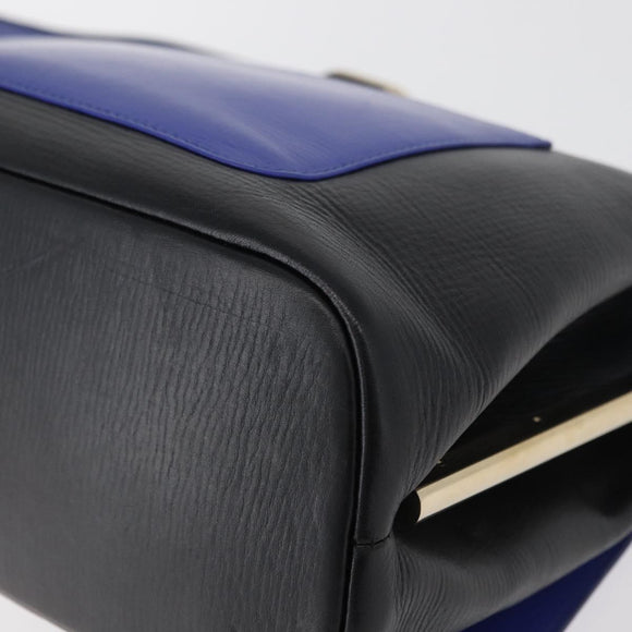 BVLGARI Isabella Rossellini Shoulder Bag Leather Blue Gold Auth BA12091A