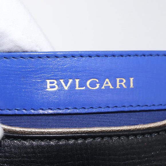 BVLGARI Isabella Rossellini Shoulder Bag Leather Blue Gold Auth BA12091A