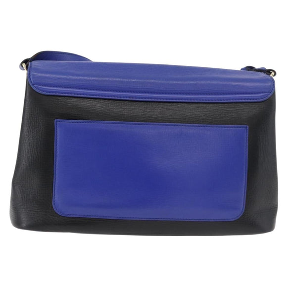 BVLGARI Isabella Rossellini Shoulder Bag Leather Blue Gold Auth BA12091A