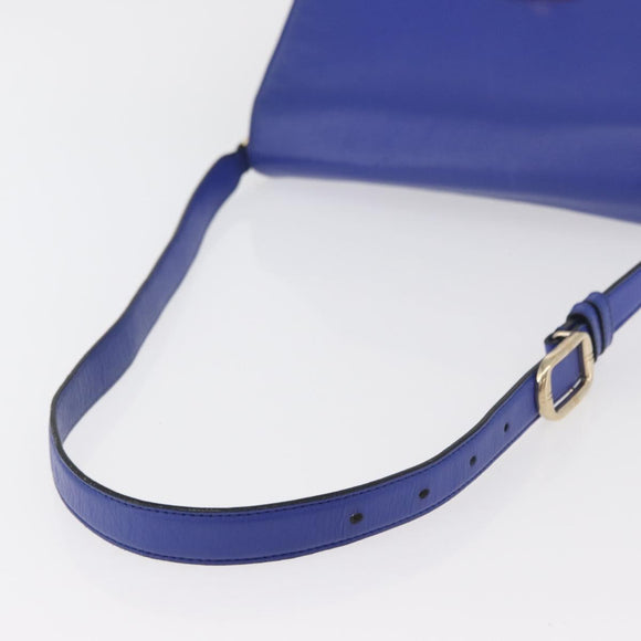 BVLGARI Isabella Rossellini Shoulder Bag Leather Blue Gold Auth BA12091A