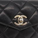 CHANEL Matelassé Chain Gürteltasche Lammleder Schwarz Gold CC Auth BA12100-17
