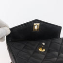 CHANEL Matelassé Chain Gürteltasche Lammleder Schwarz Gold CC Auth BA12100-18