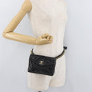 CHANEL Matelassé Chain Gürteltasche Lammleder Schwarz Gold CC Auth BA12100-24