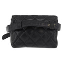 CHANEL Matelassé Chain Gürteltasche Lammleder Schwarz Gold CC Auth BA12100-2