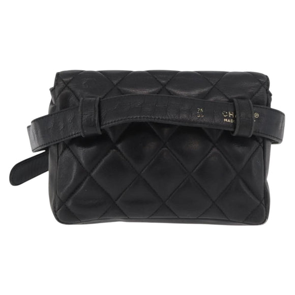 CHANEL Matelassé Chain Gürteltasche Lammleder Schwarz Gold CC Auth BA12100