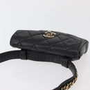 CHANEL Matelassé Chain Gürteltasche Lammleder Schwarz Gold CC Auth BA12100-6
