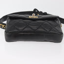 CHANEL Matelassé Chain Gürteltasche Lammleder Schwarz Gold CC Auth BA12100-5