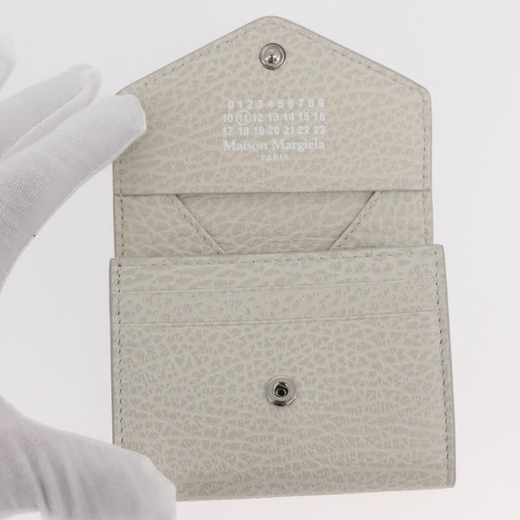Maison Margiela Compact Wallet Leather White Silver Auth BA12101A
