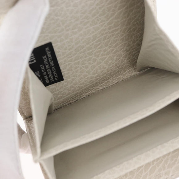 Maison Margiela Compact Wallet Leather White Silver Auth BA12101A