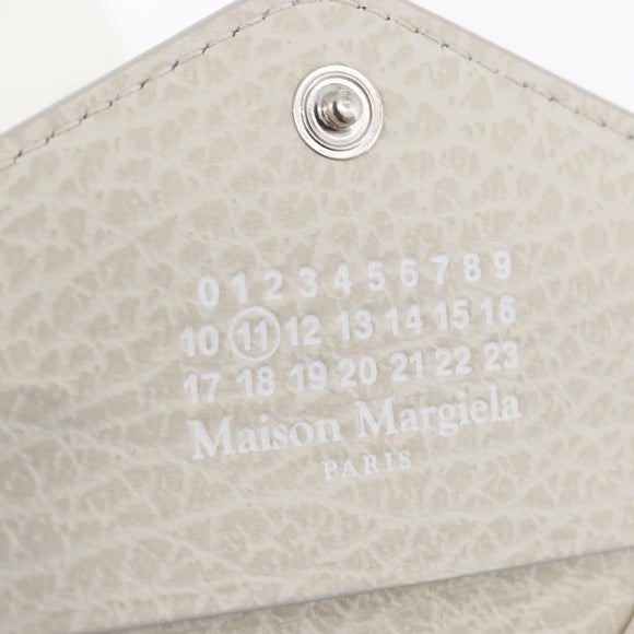 Maison Margiela Compact Wallet Leather White Silver Auth BA12101A