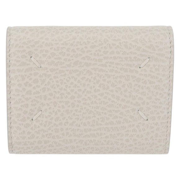 Maison Margiela Compact Wallet Leather White Silver Auth BA12101A