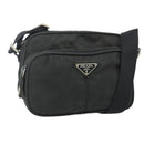PRADA Shoulder Bag Nylon Black Silver Auth BA12104-1