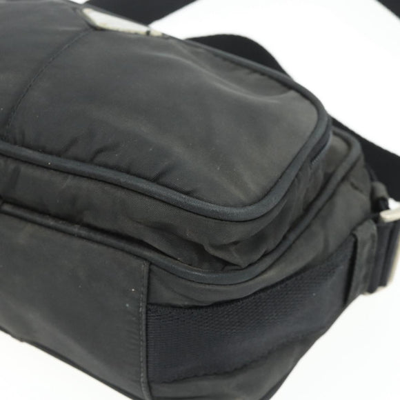 PRADA Shoulder Bag Nylon Black Silver Auth BA12104