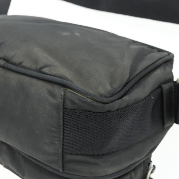 PRADA Shoulder Bag Nylon Black Silver Auth BA12104