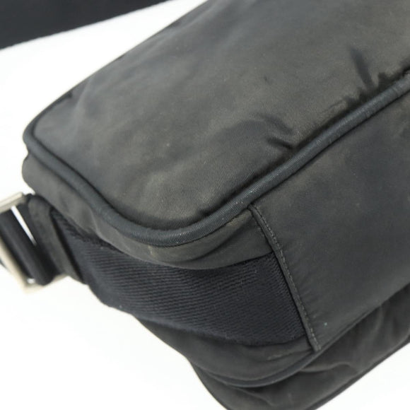 PRADA Shoulder Bag Nylon Black Silver Auth BA12104