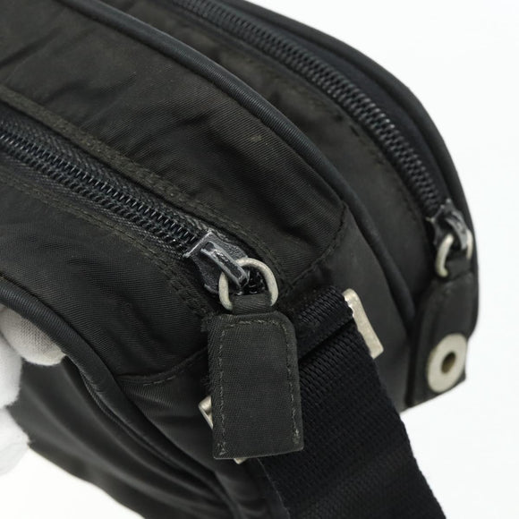 PRADA Shoulder Bag Nylon Black Silver Auth BA12104