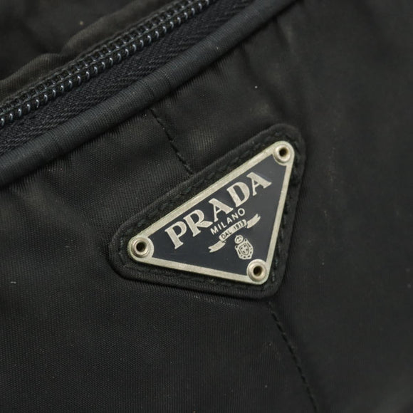 PRADA Shoulder Bag Nylon Black Silver Auth BA12104