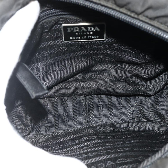 PRADA Shoulder Bag Nylon Black Silver Auth BA12104