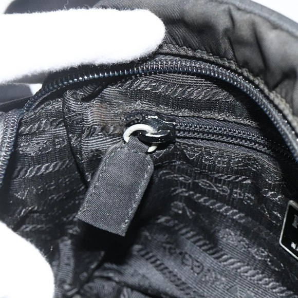 PRADA Shoulder Bag Nylon Black Silver Auth BA12104