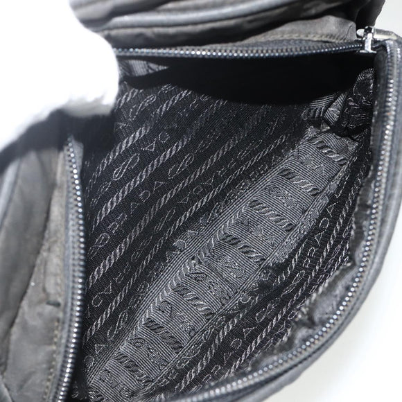 PRADA Shoulder Bag Nylon Black Silver Auth BA12104