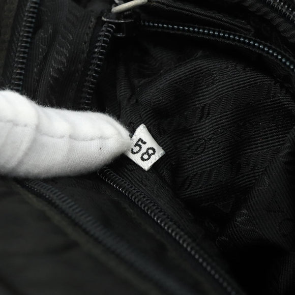 PRADA Shoulder Bag Nylon Black Silver Auth BA12104