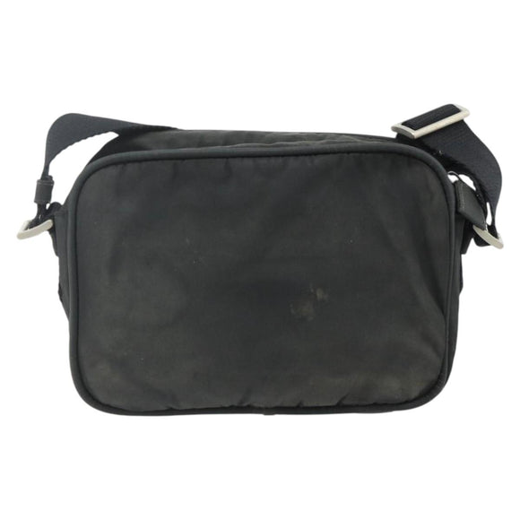 PRADA Shoulder Bag Nylon Black Silver Auth BA12104