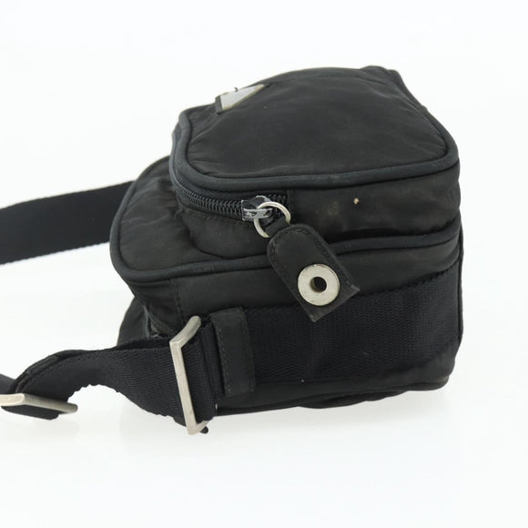 PRADA Shoulder Bag Nylon Black Silver Auth BA12104