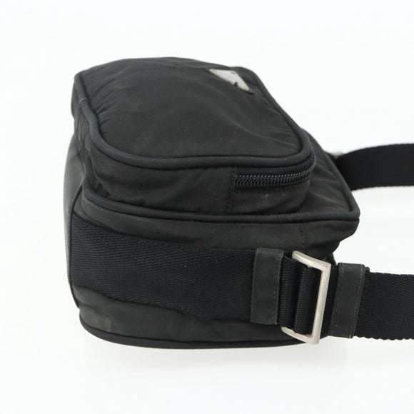 PRADA Shoulder Bag Nylon Black Silver Auth BA12104