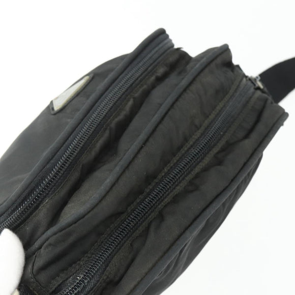 PRADA Shoulder Bag Nylon Black Silver Auth BA12104