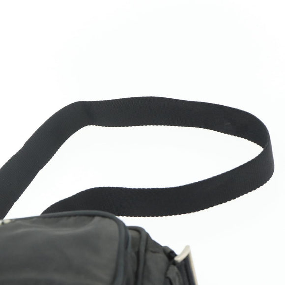 PRADA Shoulder Bag Nylon Black Silver Auth BA12104