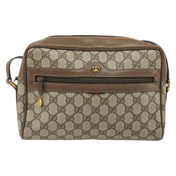 GUCCI GG Supreme Shoulder Bag PVC Beige Gold 24 02 005 Auth BA12105
