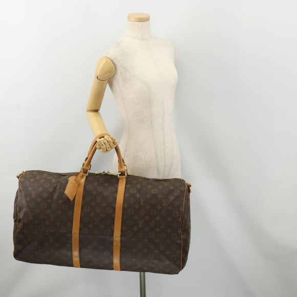 LOUIS VUITTON Monogram Keepall Bandouliere 60 Boston Bag M41412 LV Auth BA12107