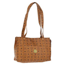 MCM Vicetos Logogram Tote Bag PVC Leather Brown Gold Auth BA12112-1