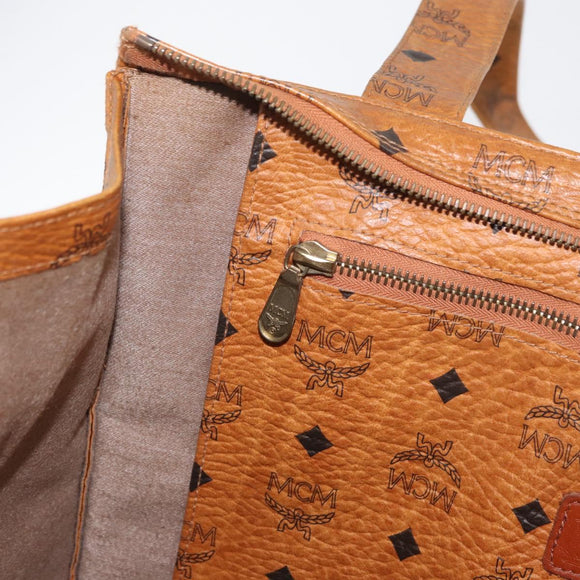 MCM Vicetos Logogram Tote Bag PVC Leather Brown Gold Auth BA12112