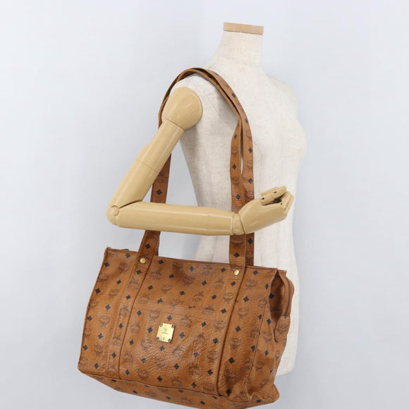 MCM Vicetos Logogram Tote Bag PVC Leather Brown Gold Auth BA12112