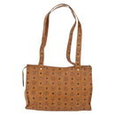 MCM Vicetos Logogram Tote Bag PVC Leather Brown Gold Auth BA12112-3