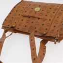 MCM Vicetos Logogram Tote Bag PVC Leather Brown Gold Auth BA12112-6
