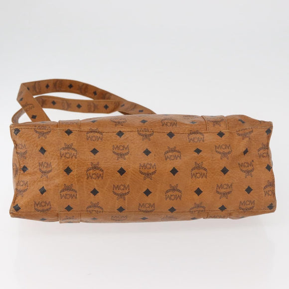 MCM Vicetos Logogram Tote Bag PVC Leather Brown Gold Auth BA12112