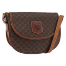 CELINE Macadam Canvas Shoulder Bag PVC Leather Brown Gold Auth BA12117-1