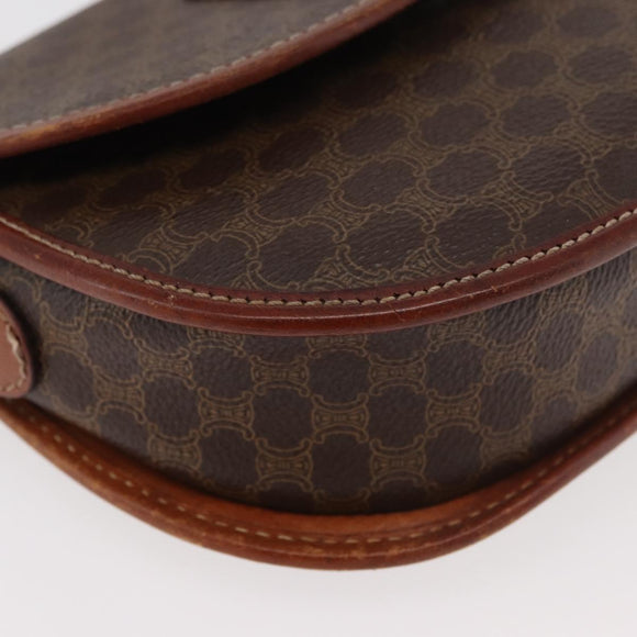 CELINE Macadam Canvas Shoulder Bag PVC Leather Brown Gold Auth BA12117