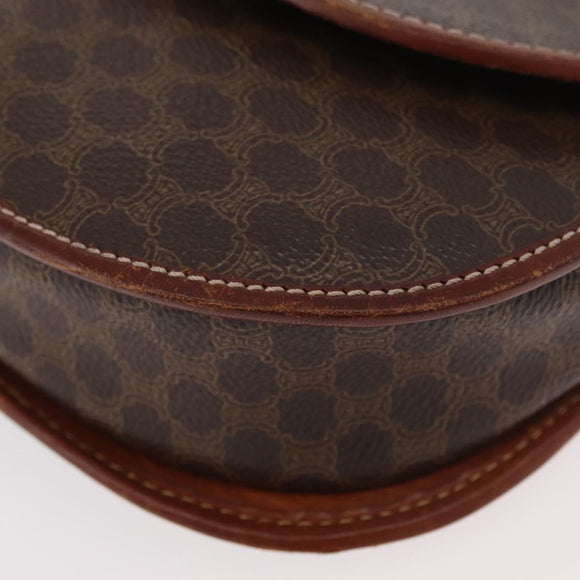CELINE Macadam Canvas Shoulder Bag PVC Leather Brown Gold Auth BA12117
