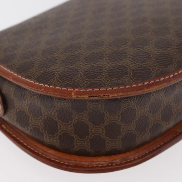 CELINE Macadam Canvas Shoulder Bag PVC Leather Brown Gold Auth BA12117