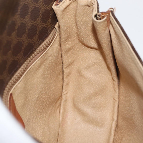 CELINE Macadam Canvas Shoulder Bag PVC Leather Brown Gold Auth BA12117
