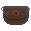 CELINE Macadam Canvas Shoulder Bag PVC Leather Brown Gold Auth BA12117-13