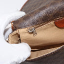 CELINE Macadam Canvas Shoulder Bag PVC Leather Brown Gold Auth BA12117-23